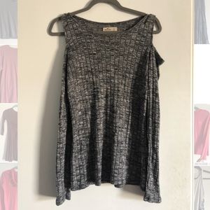 Hollister cold shoulder gray top